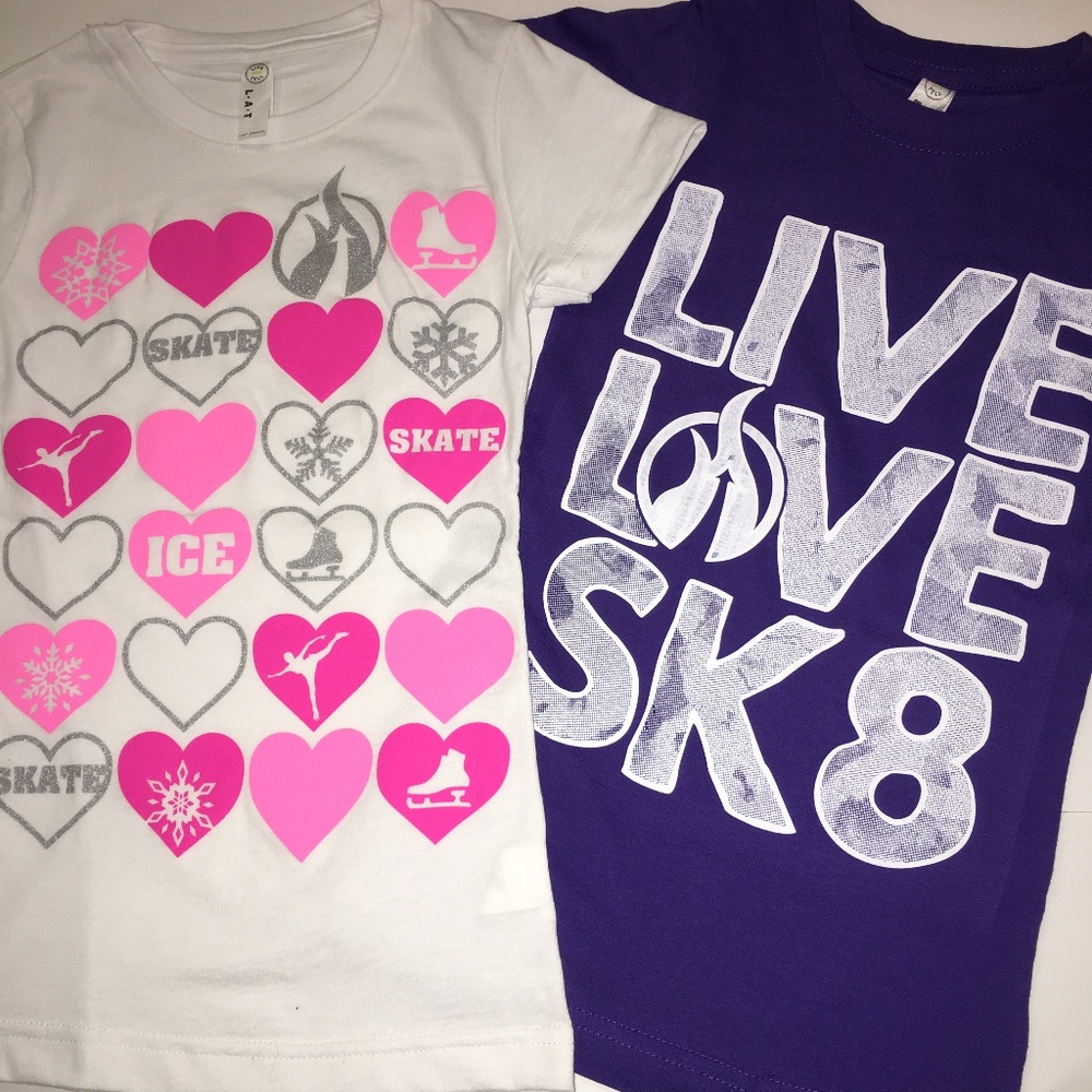 Bundle 2 NEW Skating Tee T-Shirts Ice Roller Girl